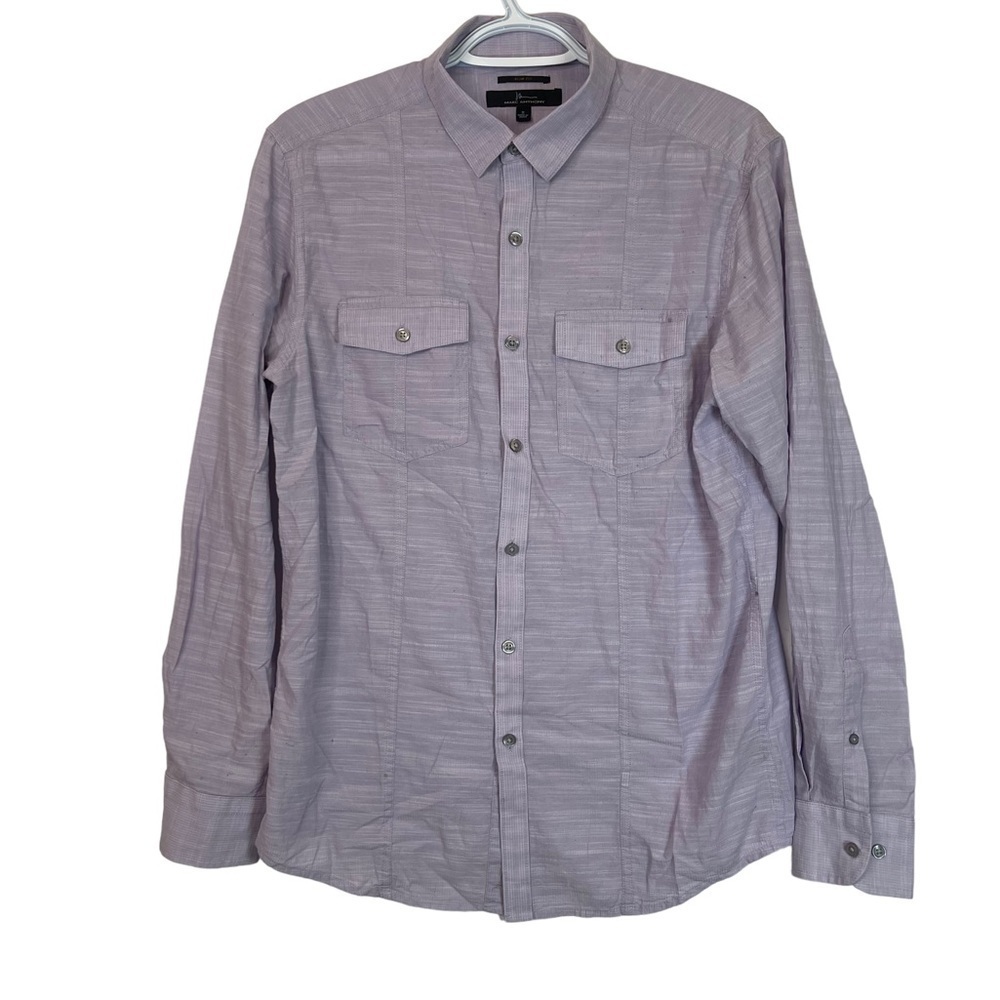 Marc Anthony Purple Slim Fit Long Sleeved Casual Button Down Shirt Size Small